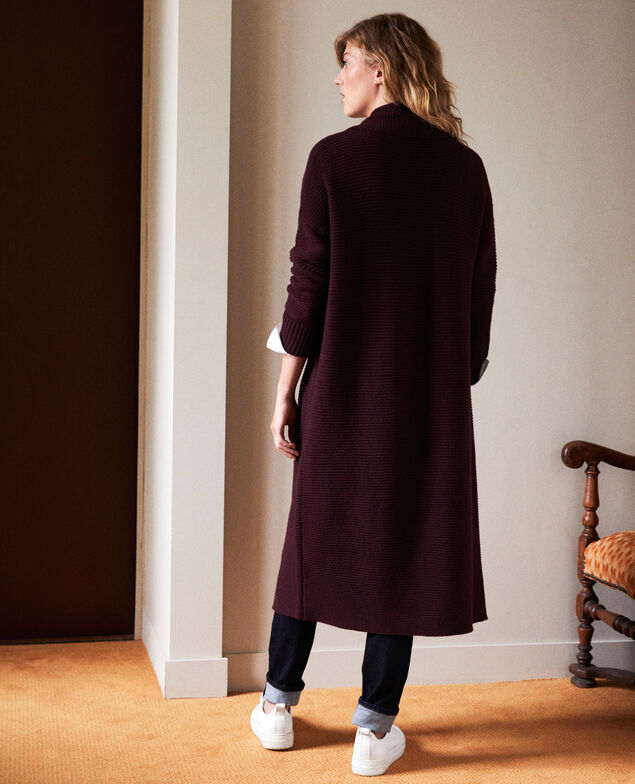 Rib knit long cardigan Fudge