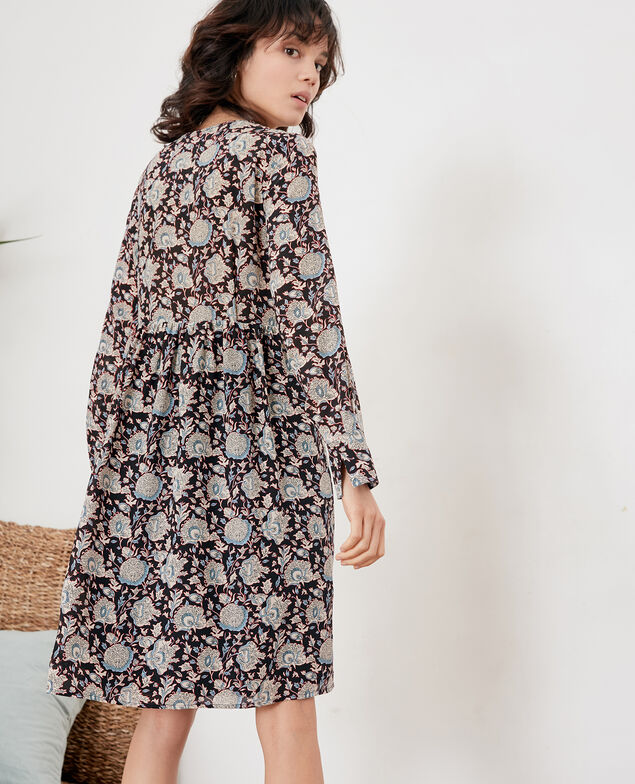 Printed silk dress Darjeeling black