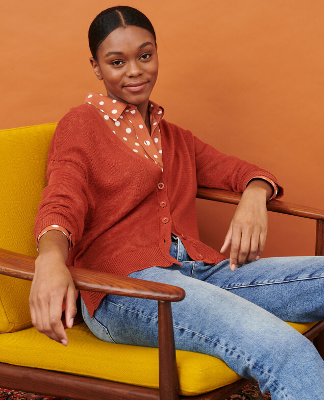 Linen cardigan 29 dark orange