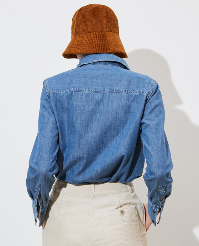Denim shirt with asymmetric pockets Denim blue