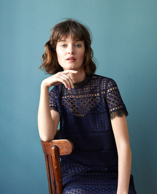 Openwork lace blouse Peacoat