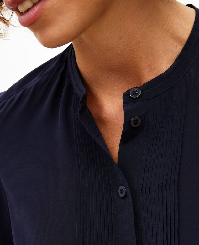 Loose long-sleeve silk shirt Night sky