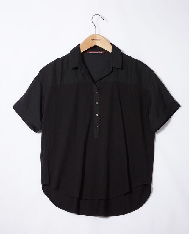 Bimaterial shirt Noir