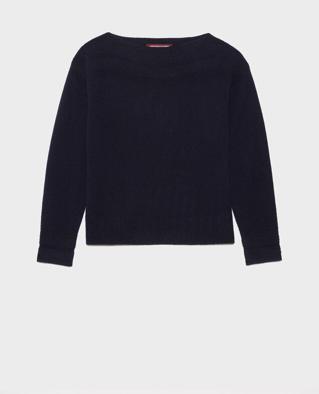 Cashmere boat neck jumper Night sky
