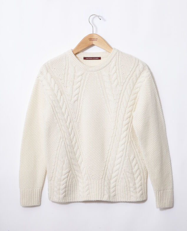 Jumper with cable stitch details White