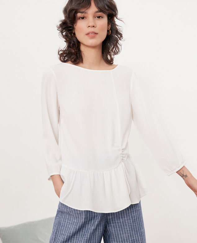 Blouse with round collar White