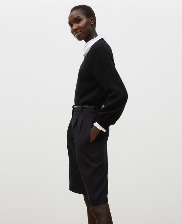 Loose boatneck wool jumper Black beauty