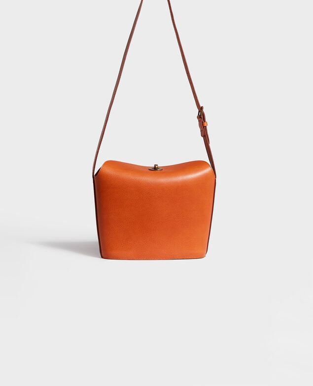  Leather handbag with short shoulder strap Camel