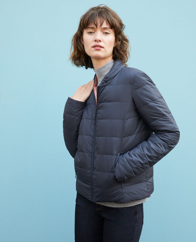 Reversible padded jacket with packable hood Navy/rose clay