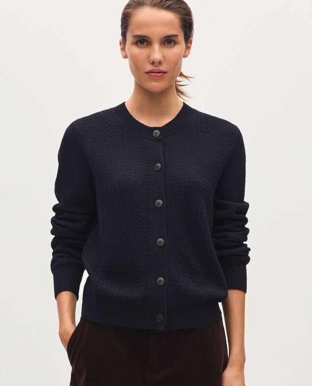Round neck cardigan  U690 navy