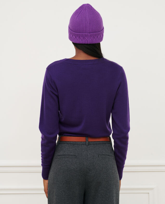 Round neck merino wool jumper 6021c acai