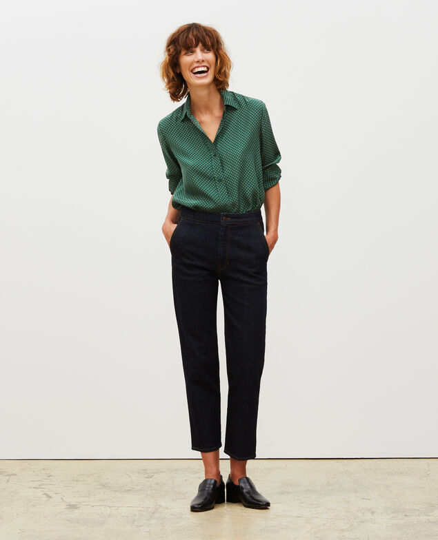 CHINO - High-waisted denim carrot pants Denim rinse