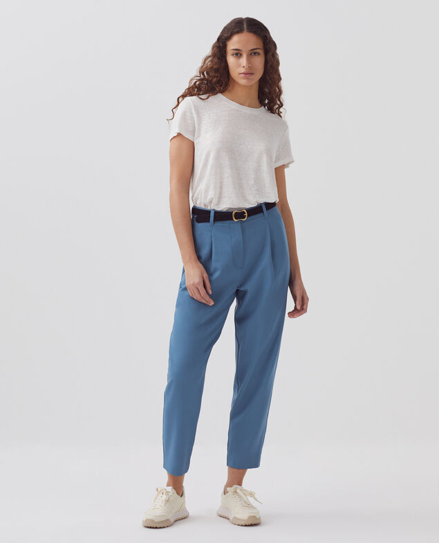PEGGY - Wool carrot trousers A622 blue horizon