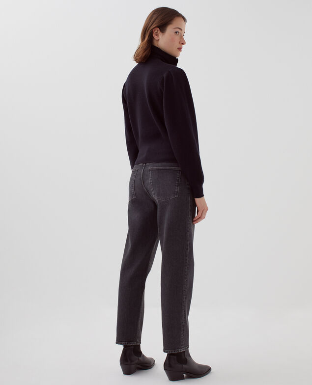 Zip-up merino wool cardigan H091 black beauty