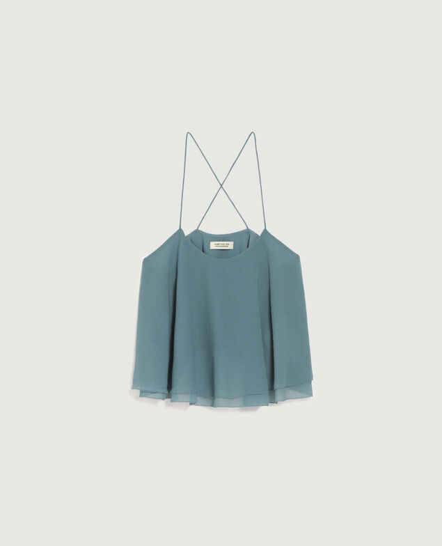 Muslin cross-back top K631 blue lake