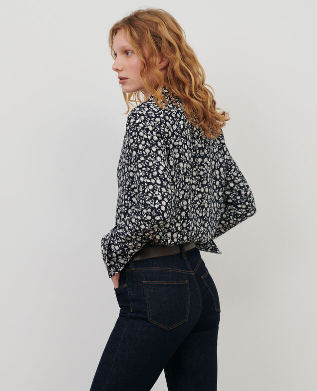 Silk blend shirt 96 print navy