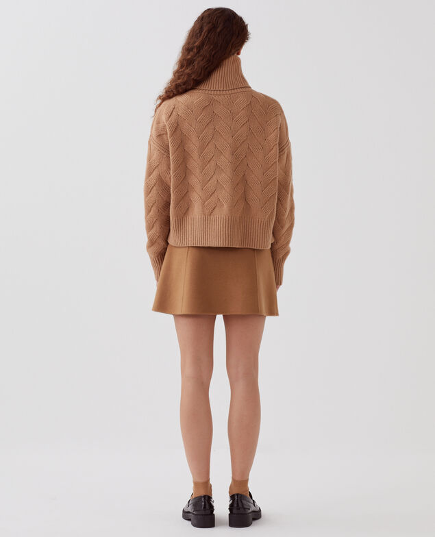 Wool roll neck jumper I321 camel