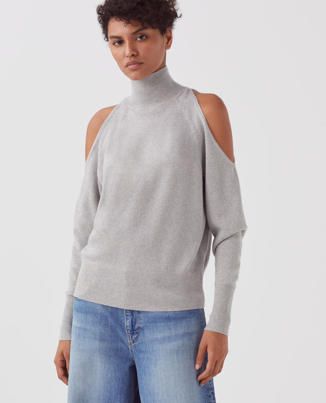 Cold shoulder jumper I025 ashen gray lurex
