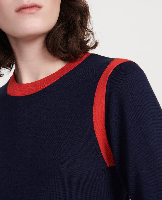Silk cashmere blend jumper Stripes maritime blue fiery red