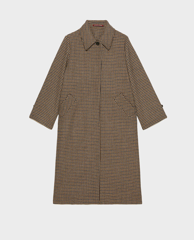 Wool tweed oversize coat Houndtooth-latte