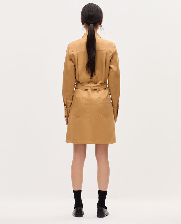 Workwear mini shirt dress K320 prairie sand