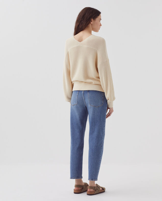 V-neck cotton jumper H304 albore