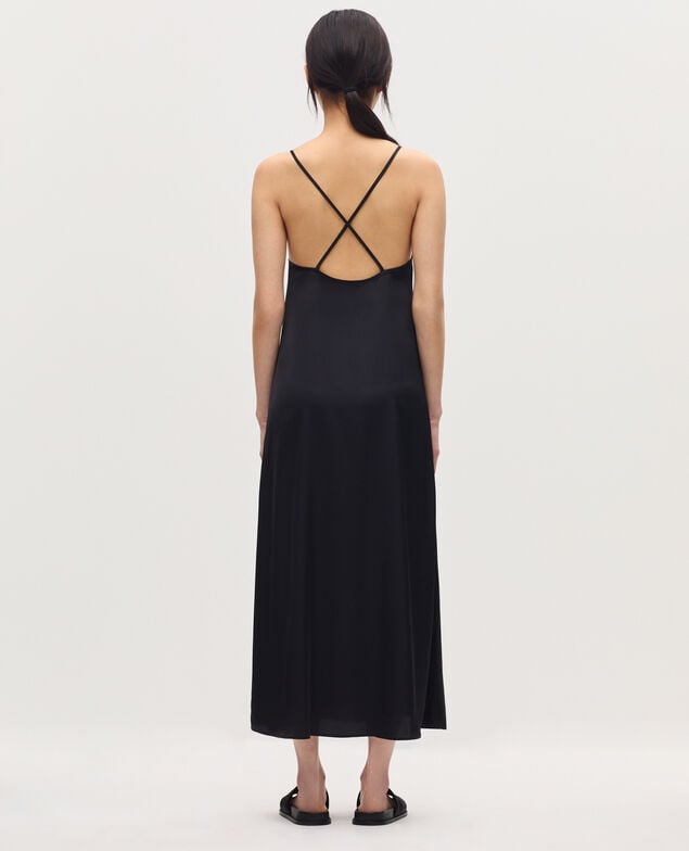 Silky maxi slip dress H091 black beauty