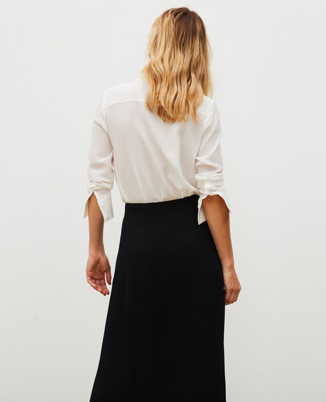 Loose long-sleeve silk shirt Jet stream