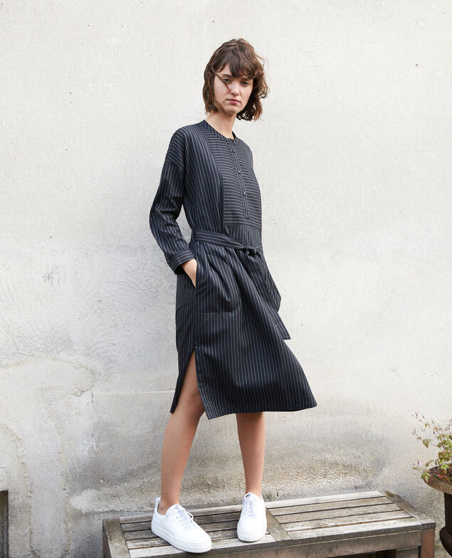 Mandarin collar dress Black