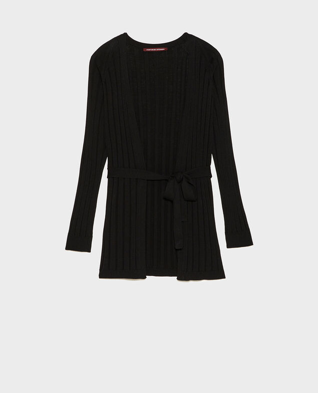 3D rib knit cardigan Black beauty
