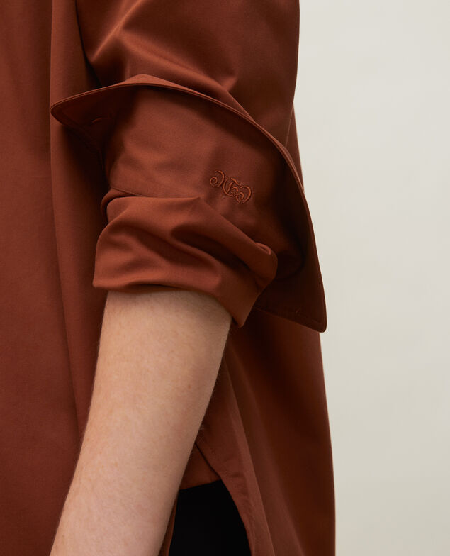  Oversize cotton shirt with bib front Tortoise shell