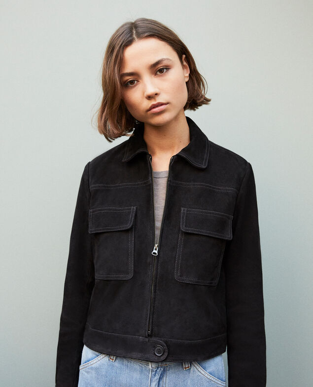 Short suede jacket Noir