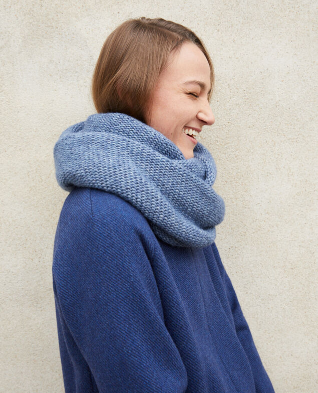 Chunky knit scarf Adriatic blue