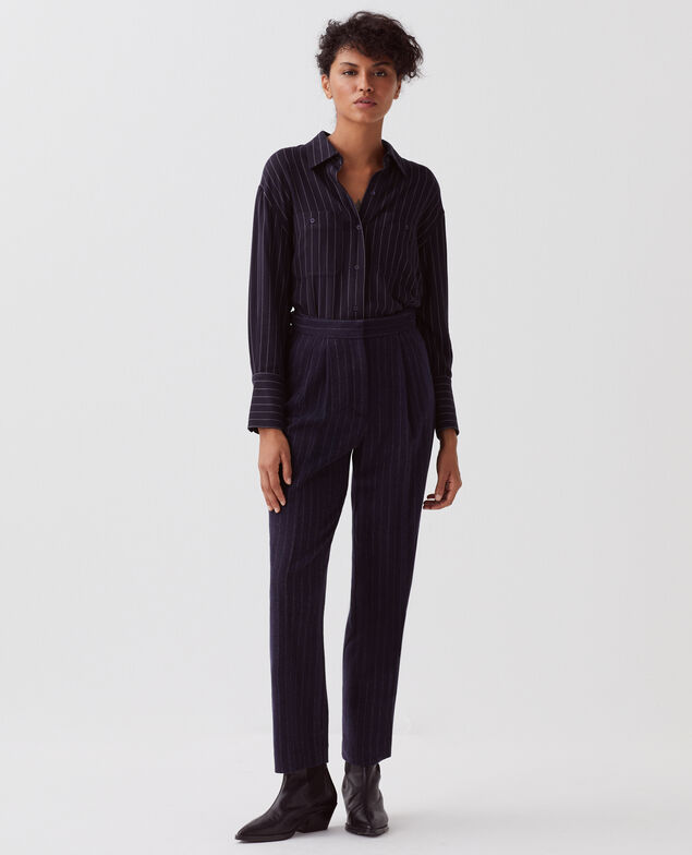 CAMILLE - Pleated trousers I695 st navy
