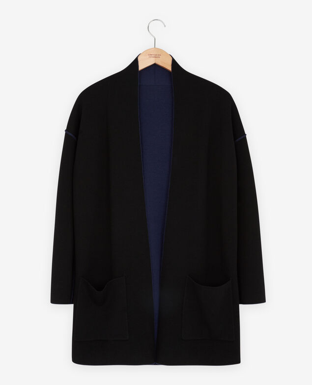 Reversible wool cardigan  Marine/black