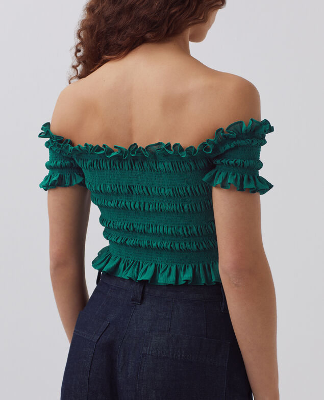 Cropped smock top H644 spruced-up blue