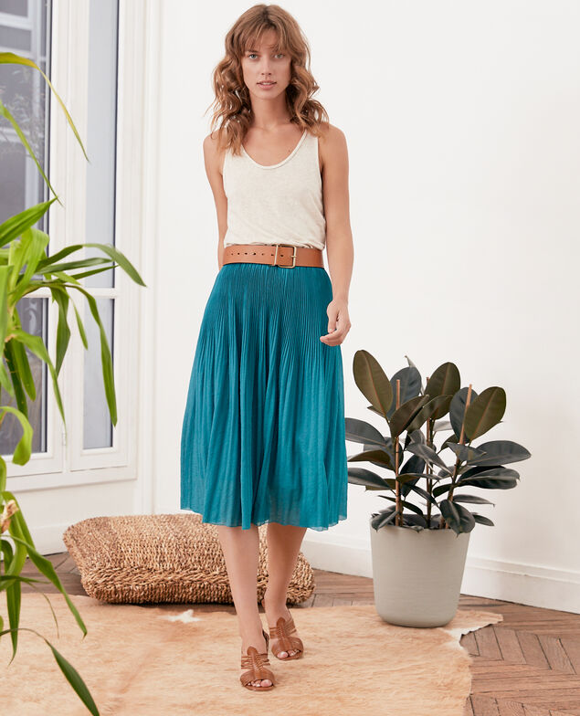 Pleated skirt Pacific green