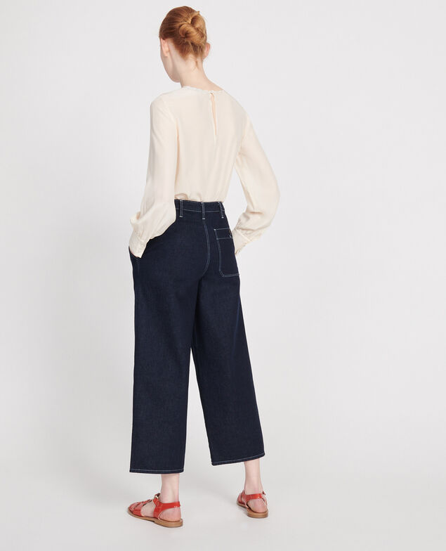 Dark wide leg cropped jeans Denim rinse