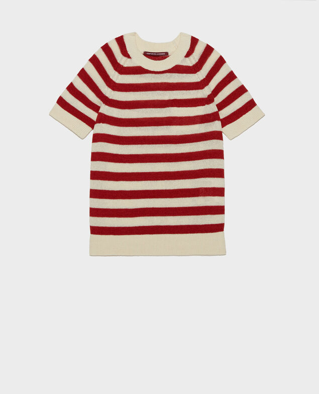 Striped linen and cotton jumper 5061c str ketchup butter