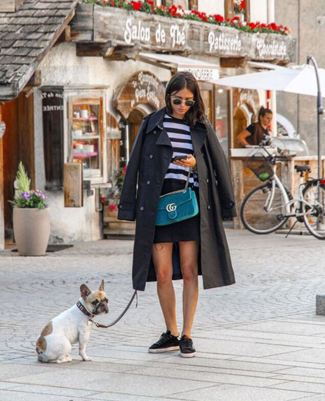 Mid-length trench coat Black