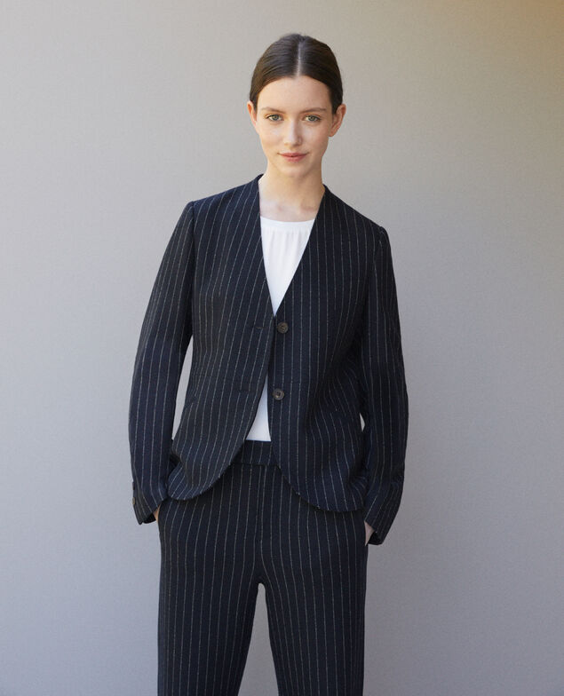 Collarless blazer Blue