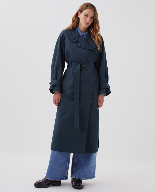 Oversize trench coat J690 blueberry