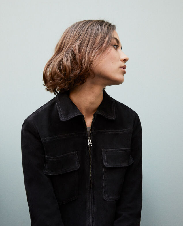 Short suede jacket Noir