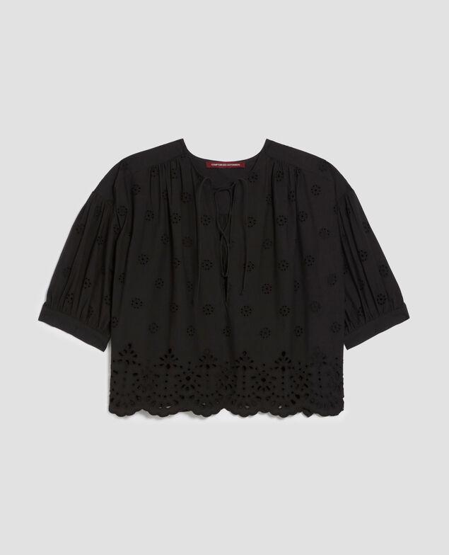 Cotton broderie anglaise blouse H091 black beauty