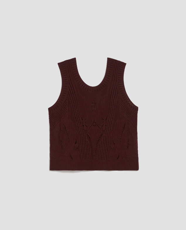 Floral crochet vest top J380 decadent chocolate