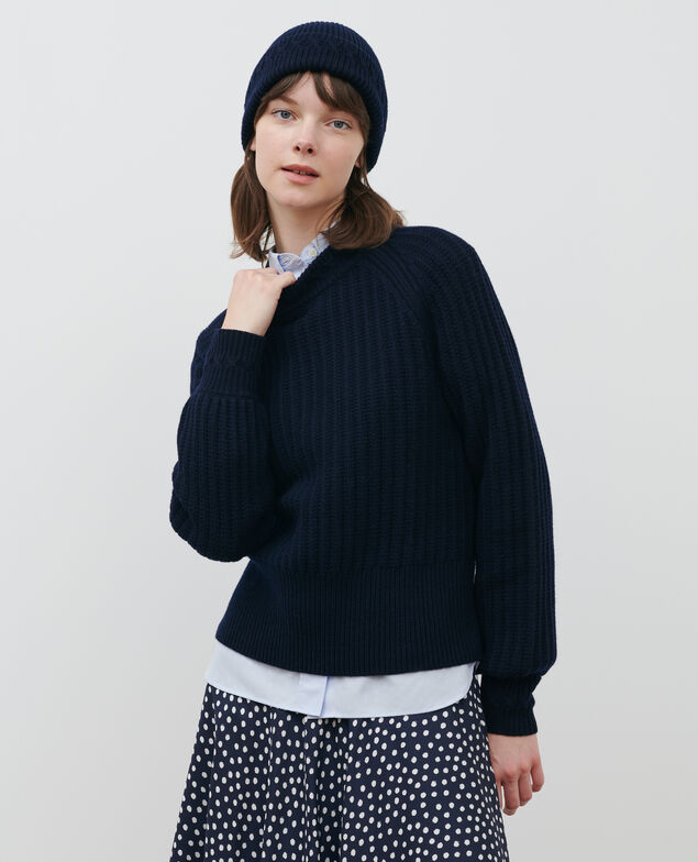 Rib knit new wool jumper Night sky