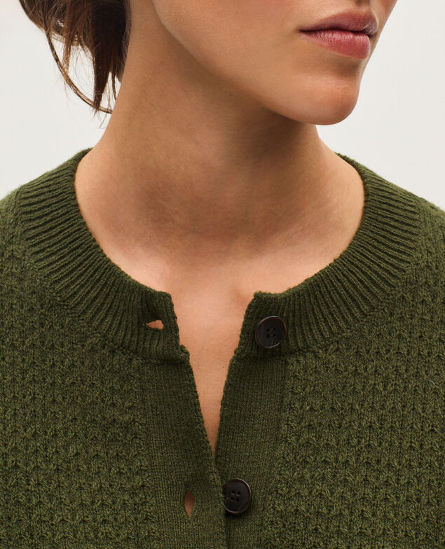 Round neck cardigan  U570 olive