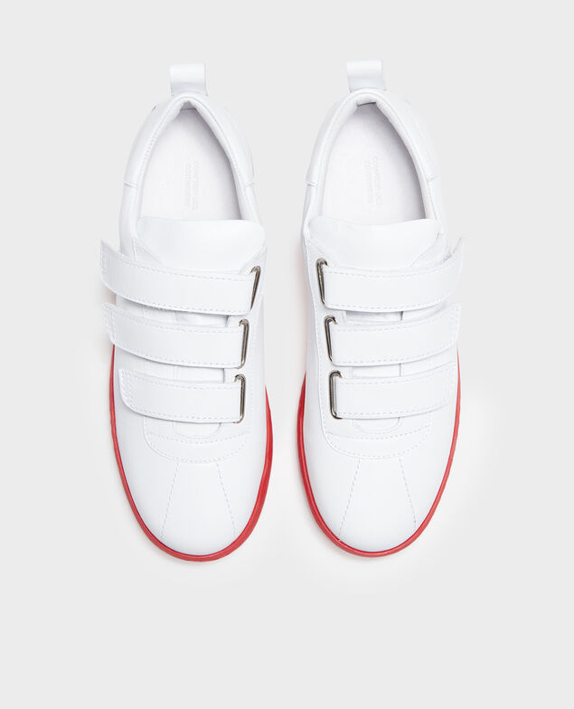 Leather rip tape sneakers White fiery red