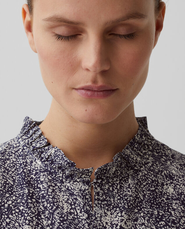 Short-sleeve Fluid blouse H690 micro fl navy