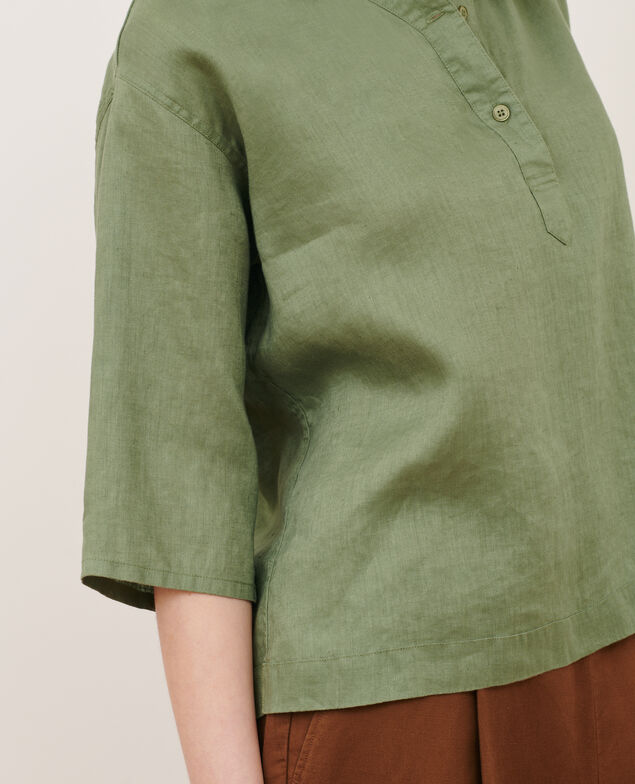 Linen tunic blouse 52 green